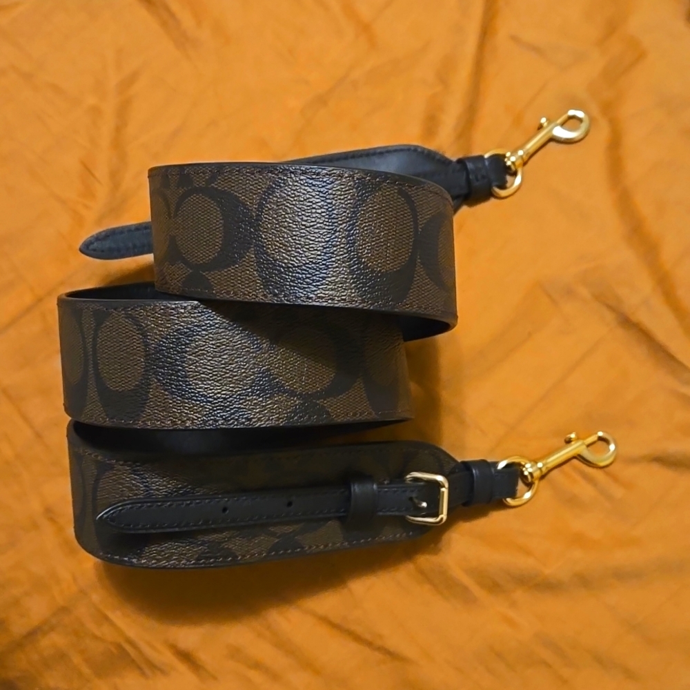 Designer Brown and Black Coach Bag Strap